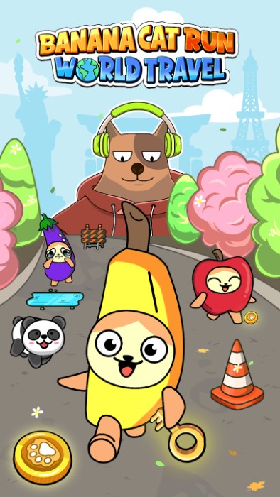 香蕉猫跑酷世界之旅游戏(banana cat run world travel)
